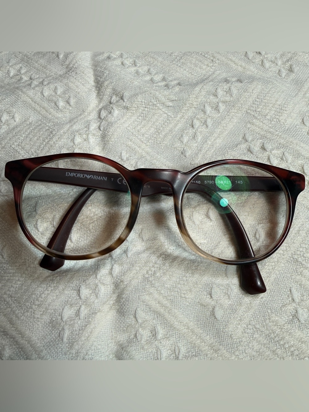 Emporio Armani Brown Gradient Round Acetate Glasses